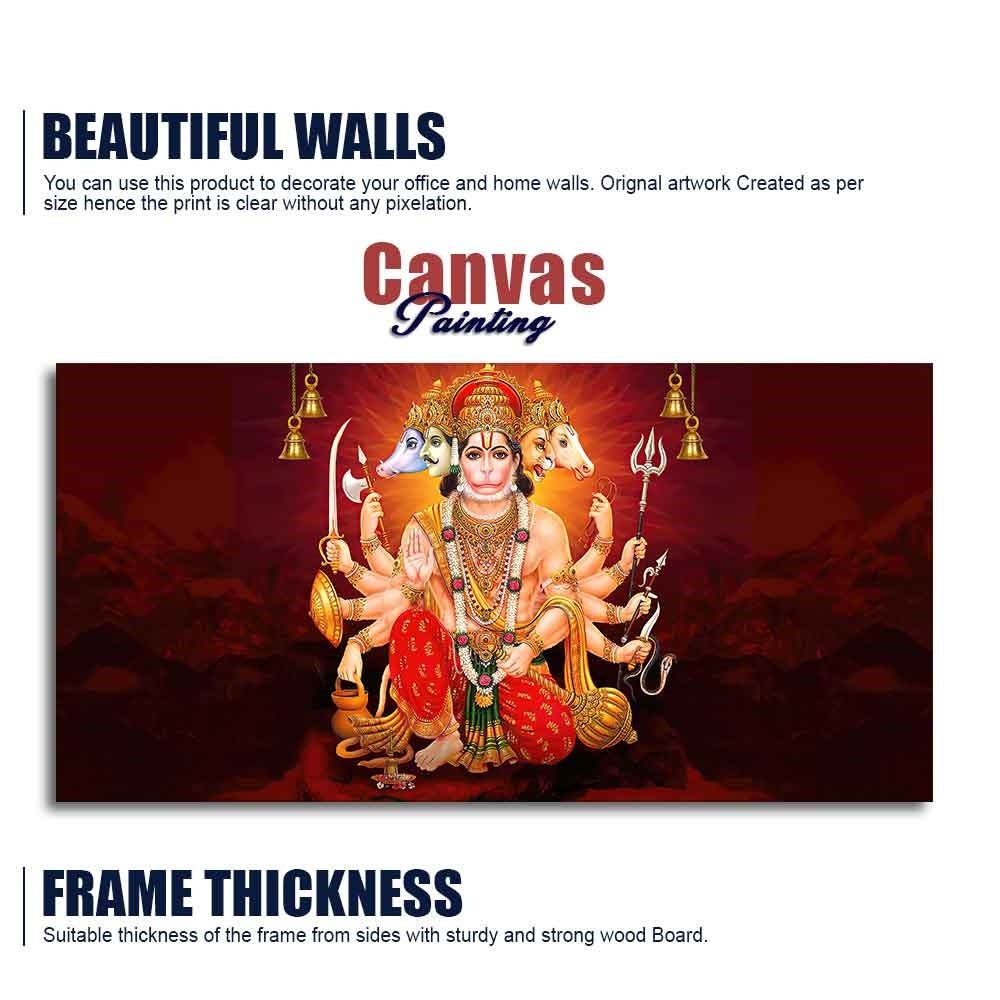 Panchmukhi Bajrangbali Canvas Wall Painting - Decor Smart