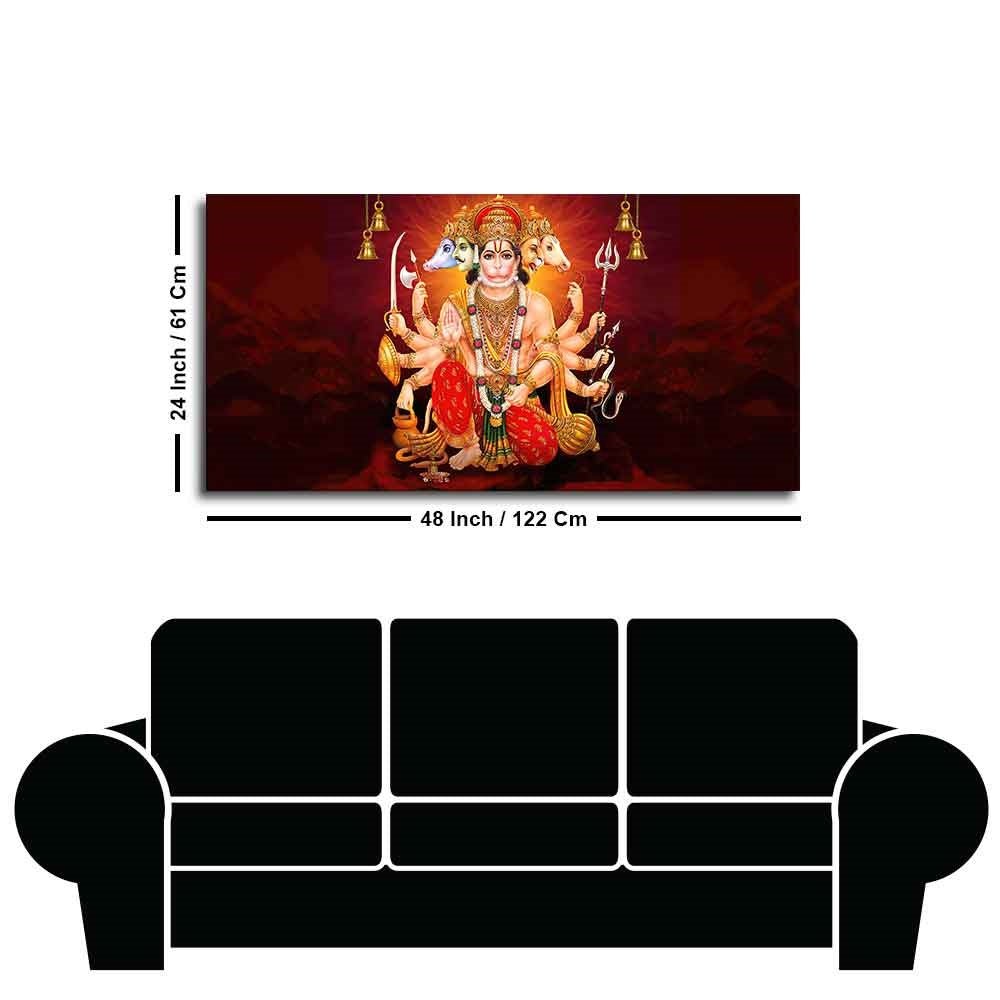 Panchmukhi Bajrangbali Canvas Wall Painting - Decor Smart