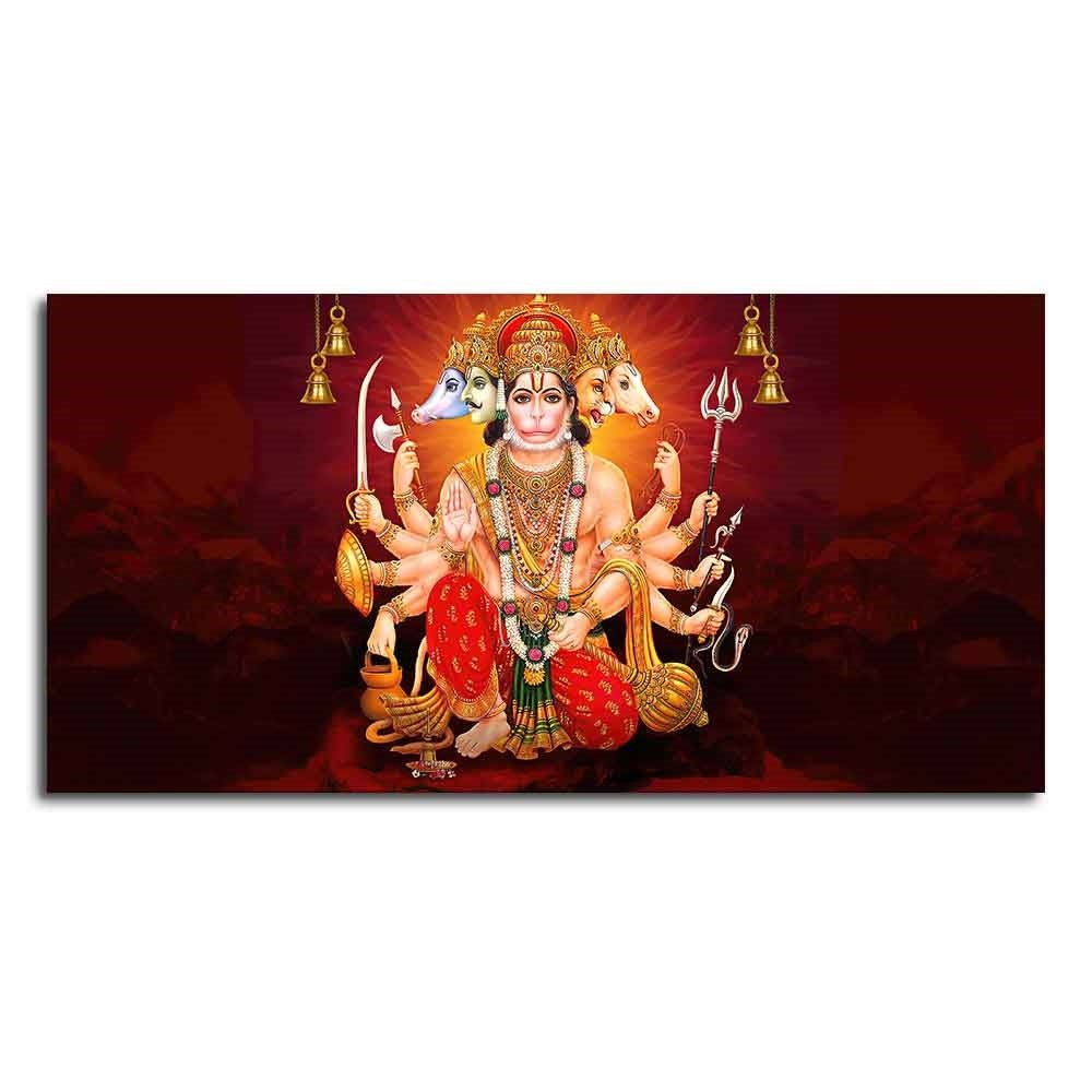 Panchmukhi Bajrangbali Canvas Wall Painting - Decor Smart