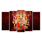 Panchmukhi Bajrangbali Canvas Wall Painting of Five Pieces
