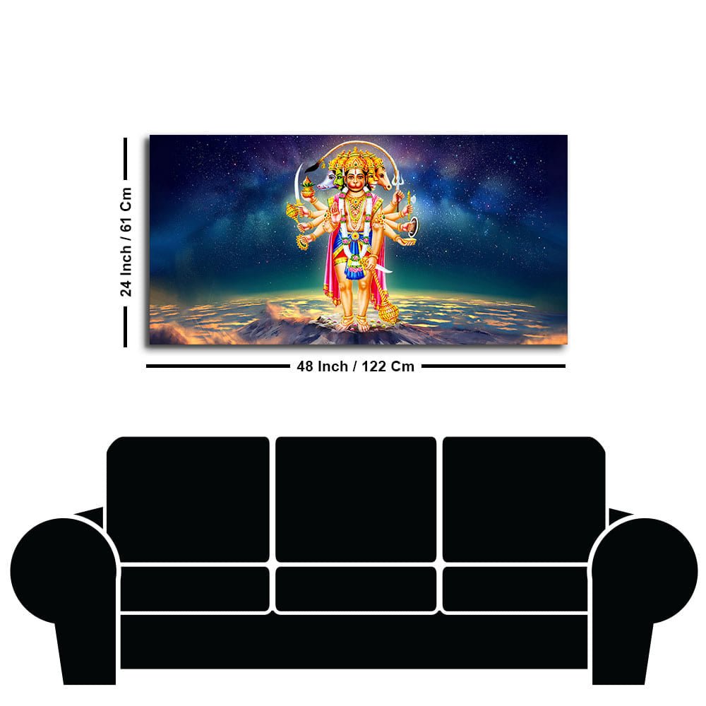 Panchmukhi Bajrangbali Scenery Premium Canvas Wall Painting - Decor Smart