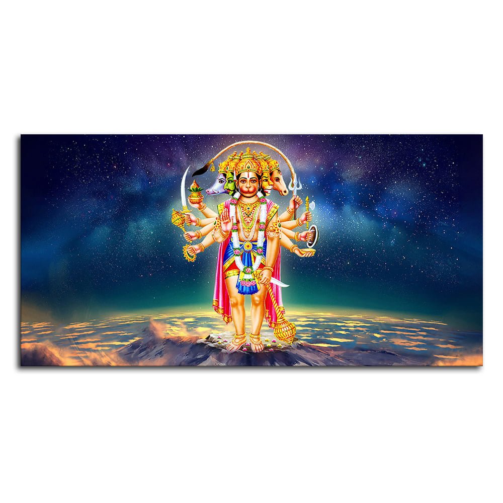Panchmukhi Bajrangbali Scenery Premium Canvas Wall Painting - Decor Smart