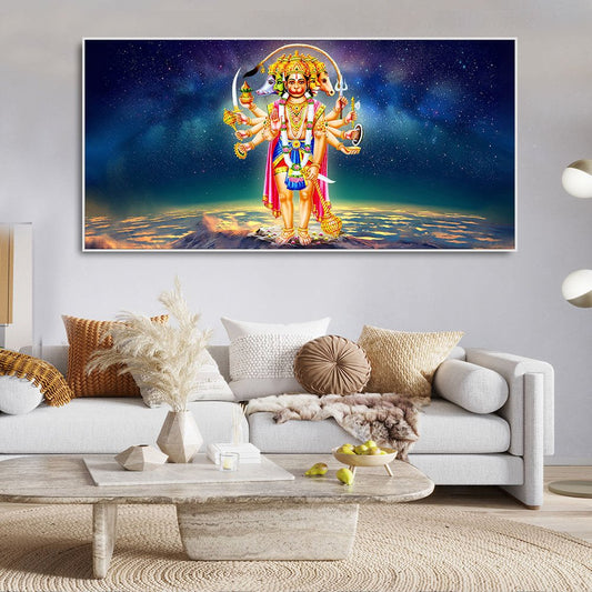 Panchmukhi Bajrangbali Scenery Premium Canvas Wall Painting - Decor Smart