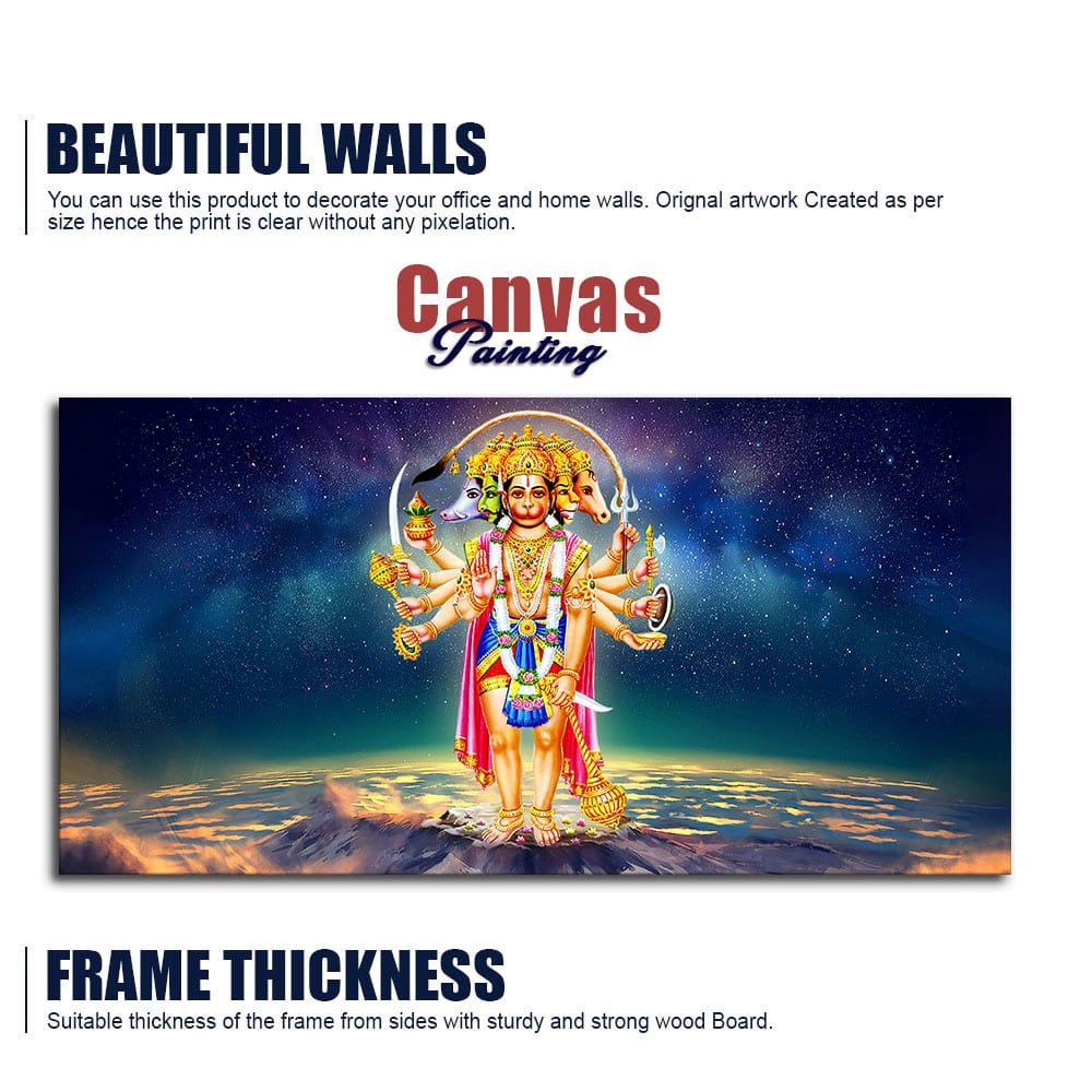 Panchmukhi Bajrangbali Scenery Premium Canvas Wall Painting - Decor Smart