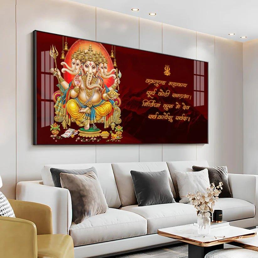 Panchmukhi Ganesha Premium Acrylic Floating Wall Painting - Decor Smart