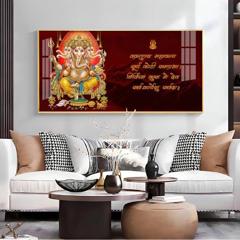 Panchmukhi Ganesha Premium Acrylic Floating Wall Painting - Decor Smart