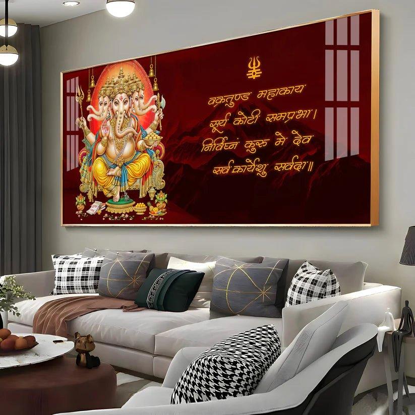 Panchmukhi Ganesha Premium Acrylic Floating Wall Painting - Decor Smart