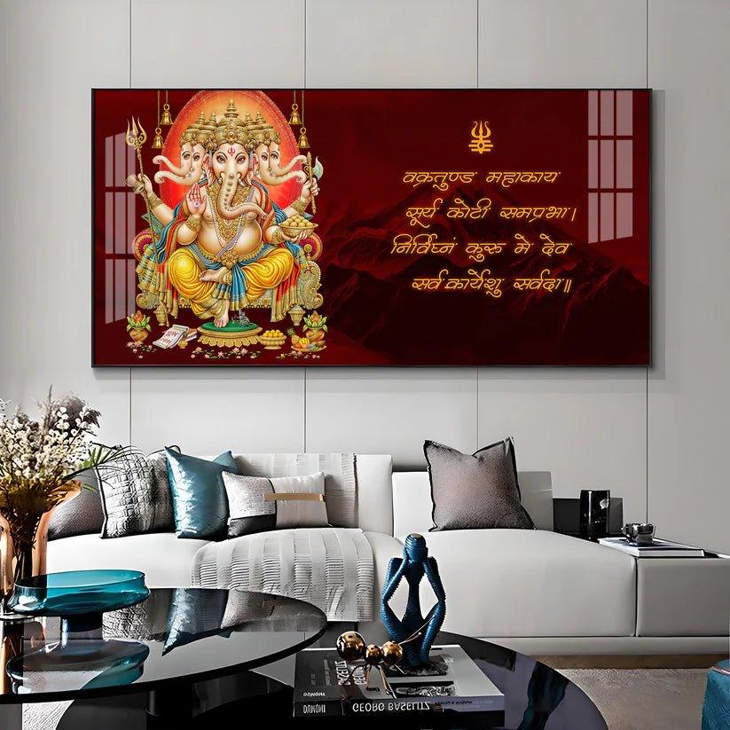 Panchmukhi Ganesha Premium Acrylic Floating Wall Painting - Decor Smart