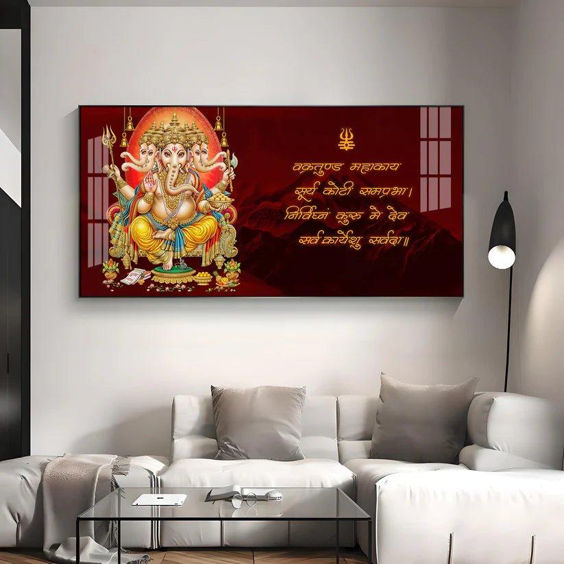 Panchmukhi Ganesha Premium Acrylic Floating Wall Painting - Decor Smart
