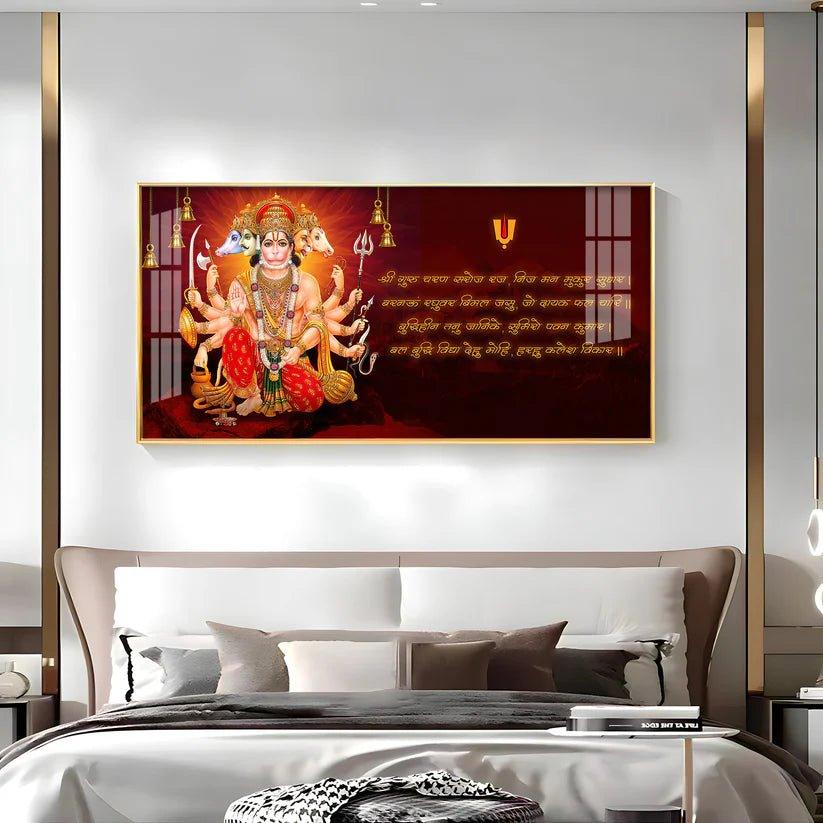 Panchmukhi Hanumanji Premium Acrylic Floating Wall Painting - Decor Smart