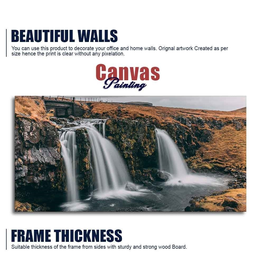 Panoramic Canvas Wall Painting of Amazing Waterfall in Iceland - Decor Smart