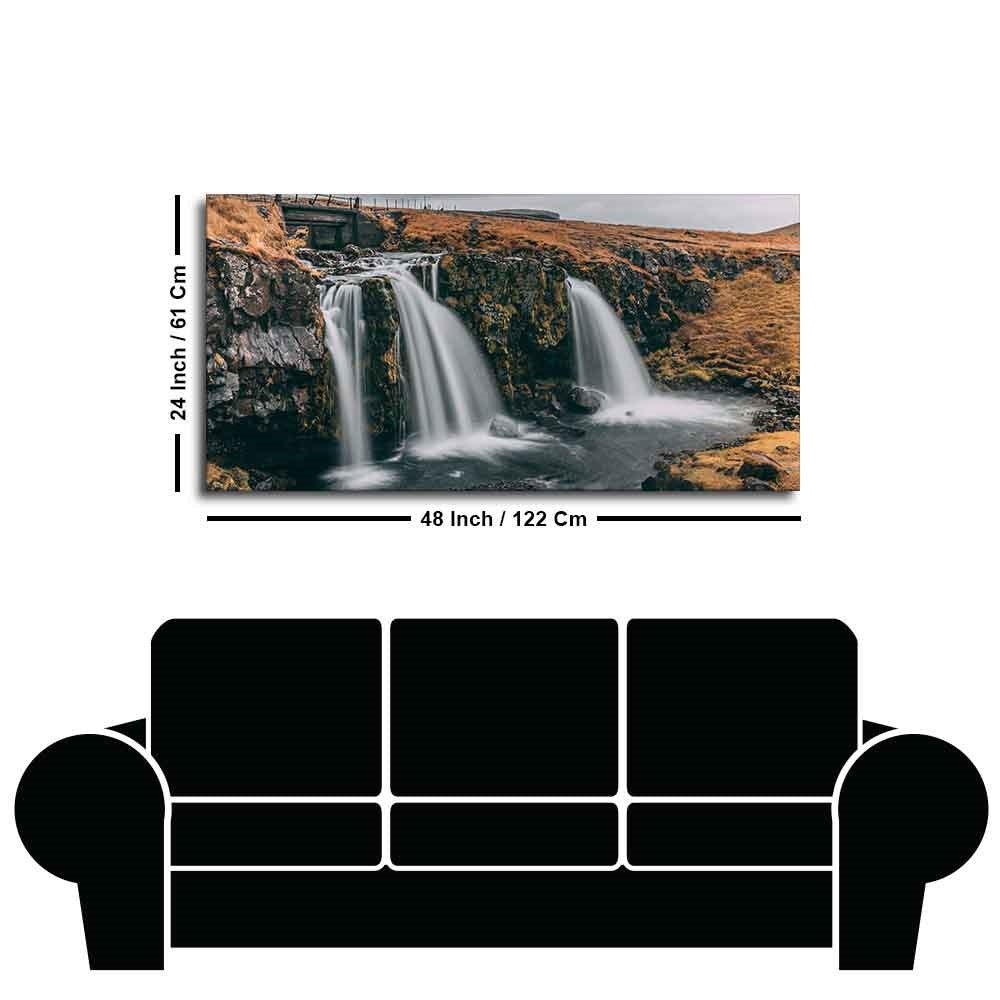 Panoramic Canvas Wall Painting of Amazing Waterfall in Iceland - Decor Smart