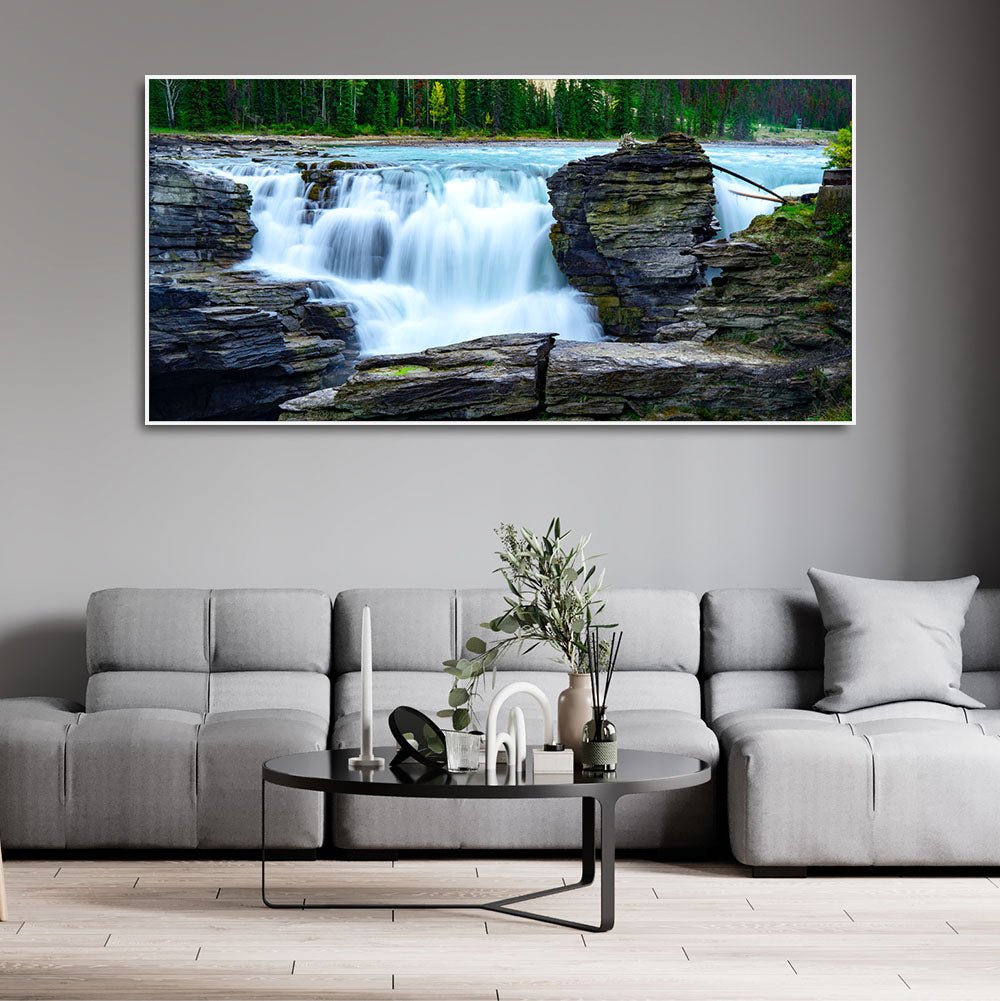 Panoramic Canvas Wall Painting of Amazing Waterfall View - Decor Smart