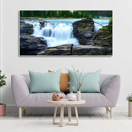 Panoramic Canvas Wall Painting of Amazing Waterfall View - Decor Smart