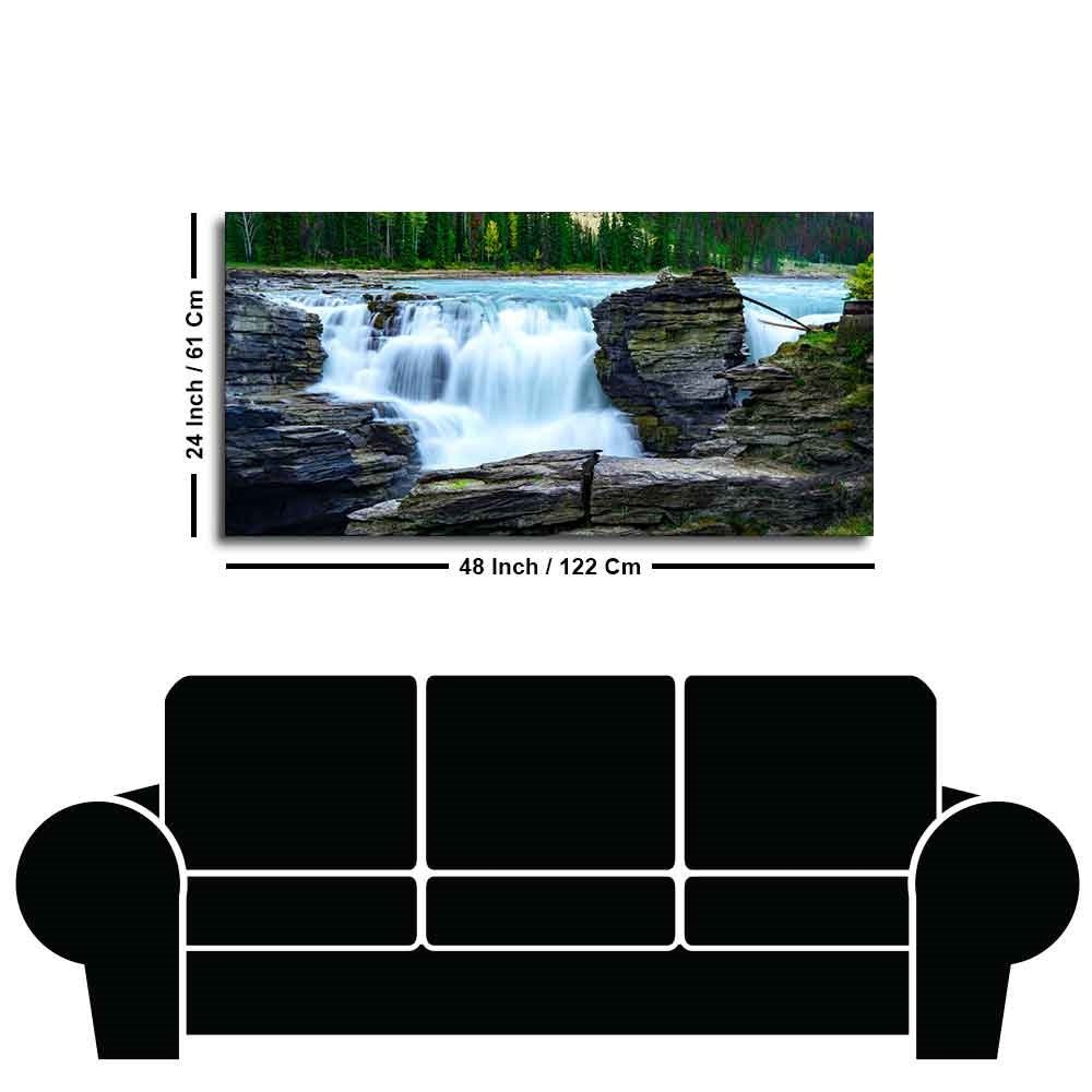 Panoramic Canvas Wall Painting of Amazing Waterfall View - Decor Smart