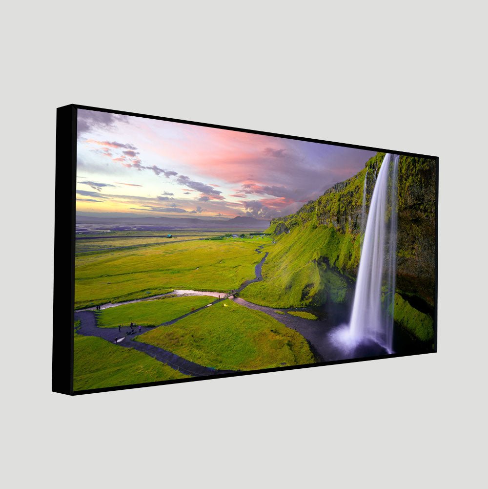 Panoramic Canvas Wall Painting of Unreal view of Waterfall at Sunset - Decor Smart