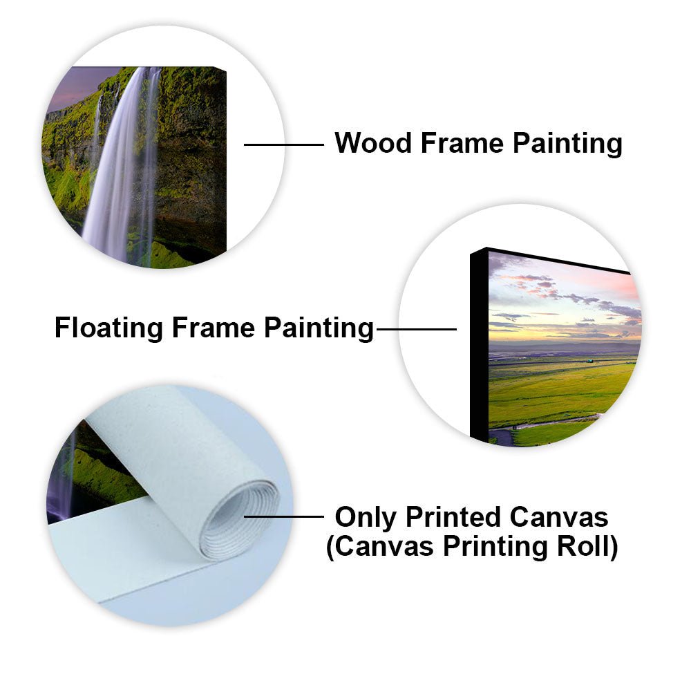 Panoramic Canvas Wall Painting of Unreal view of Waterfall at Sunset - Decor Smart