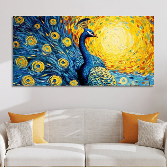 Peacock with Beautiful Feather Canvas Wall Painiting - Decor Smart