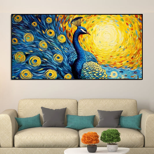 Peacock with Beautiful Feather Canvas Wall Painiting - Decor Smart