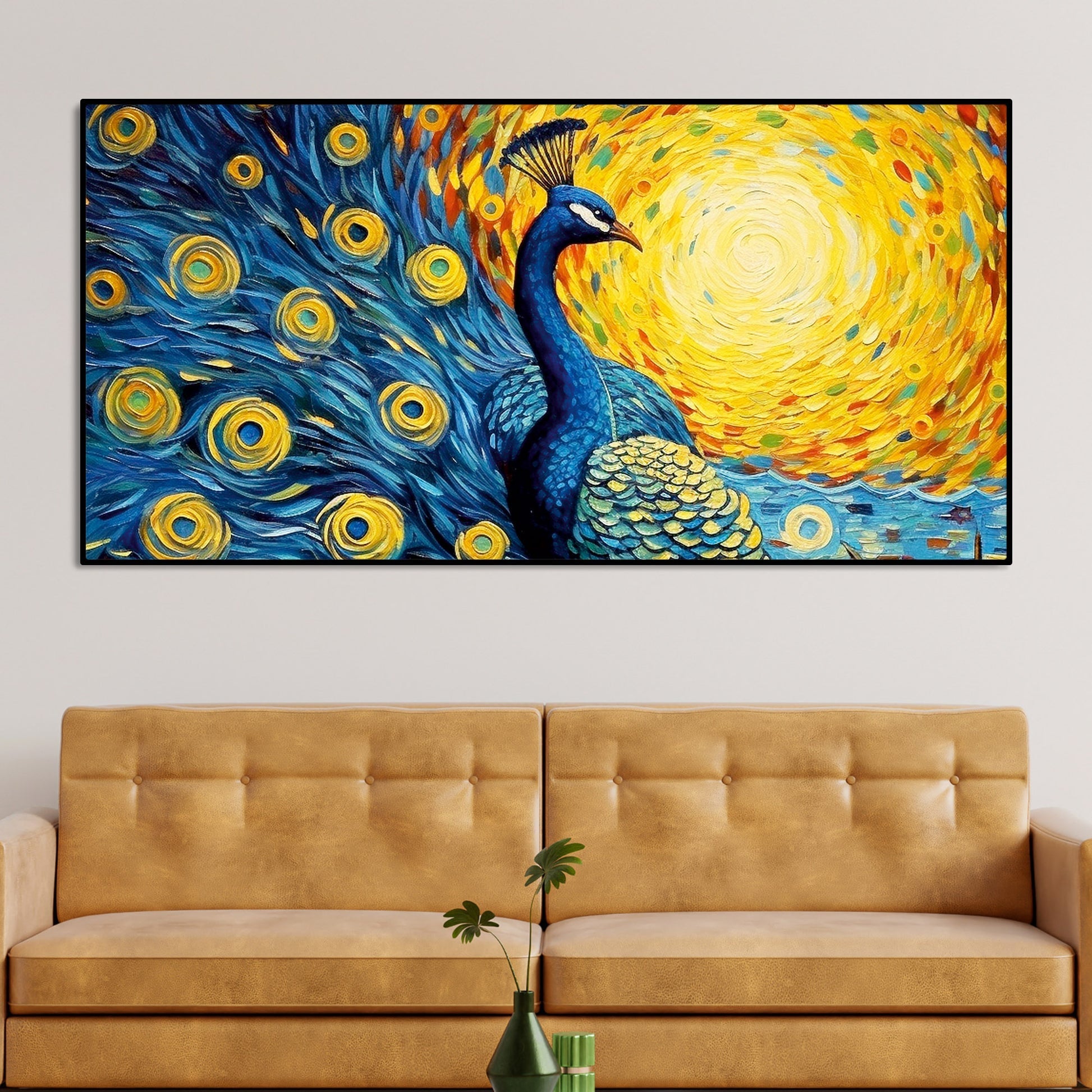 Peacock with Beautiful Feather Canvas Wall Painiting - Decor Smart