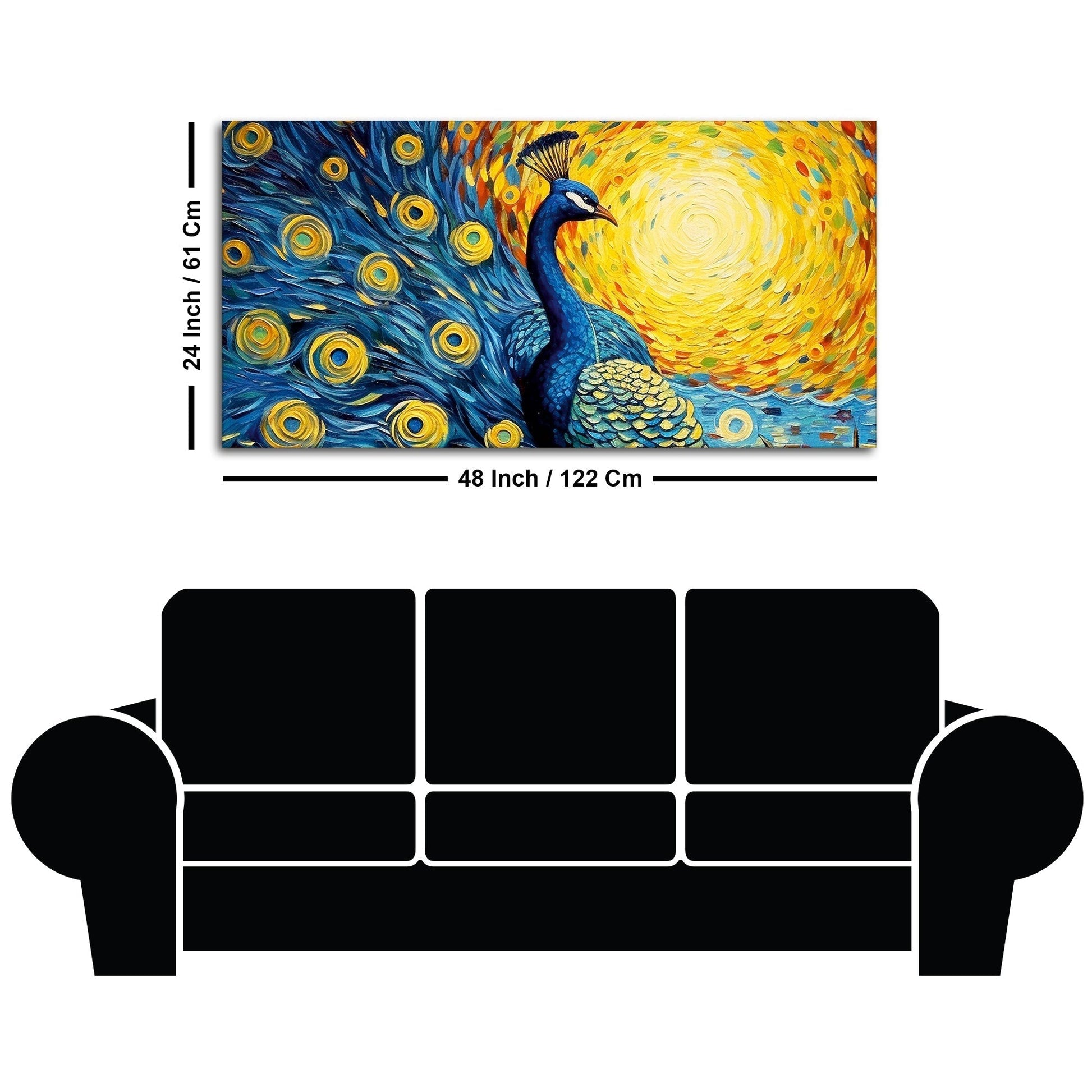 Peacock with Beautiful Feather Canvas Wall Painiting - Decor Smart