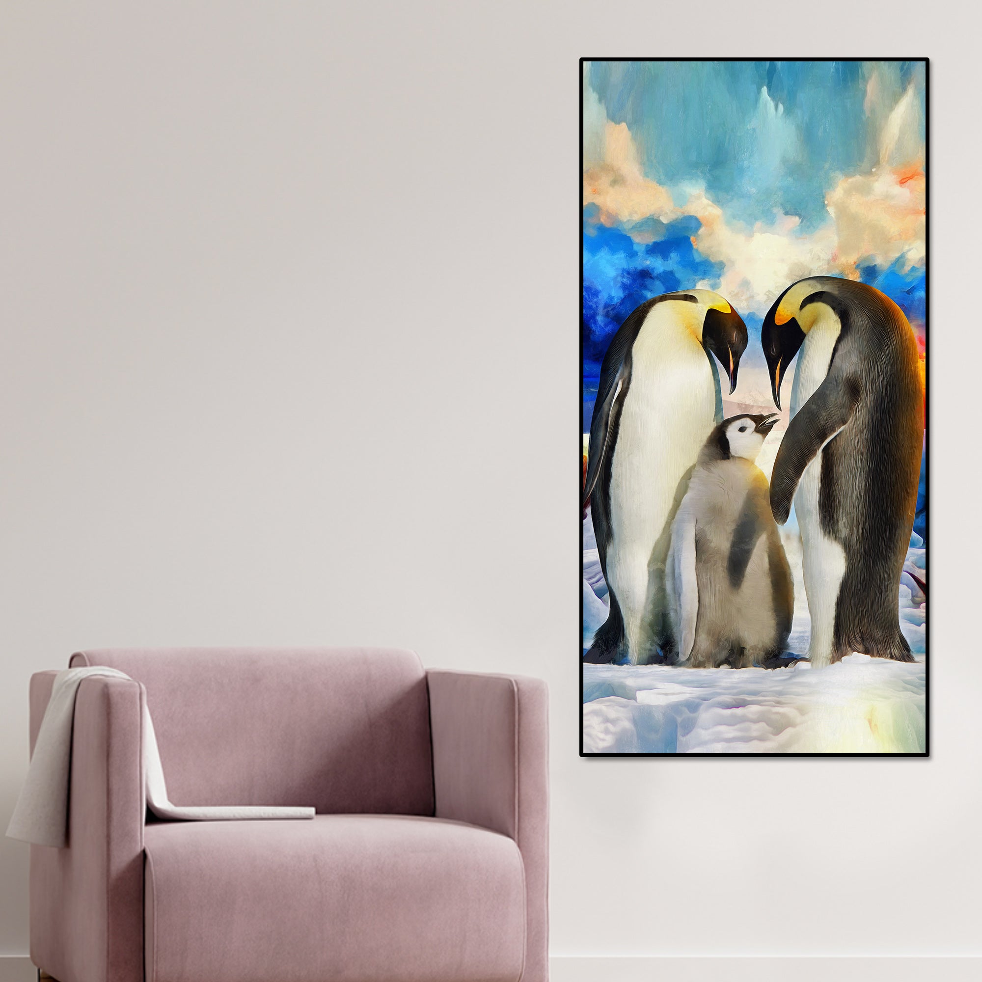 Penguins Family Canvas Wall Painting - Decor Smart
