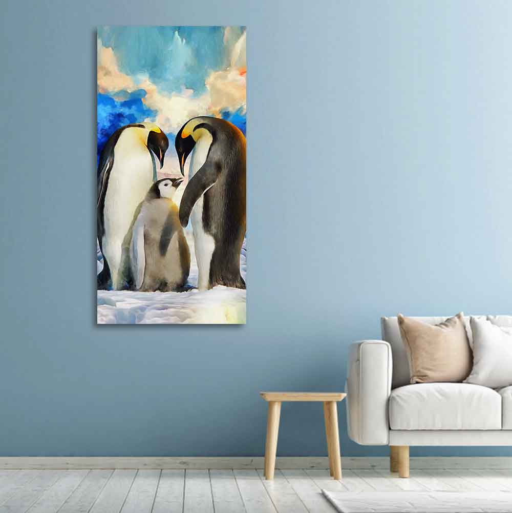 Penguins Family Canvas Wall Painting - Decor Smart