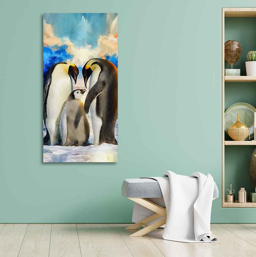 Penguins Family Canvas Wall Painting - Decor Smart