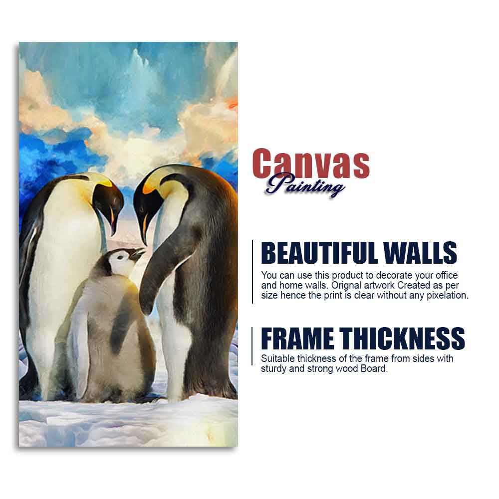 Penguins Family Canvas Wall Painting - Decor Smart