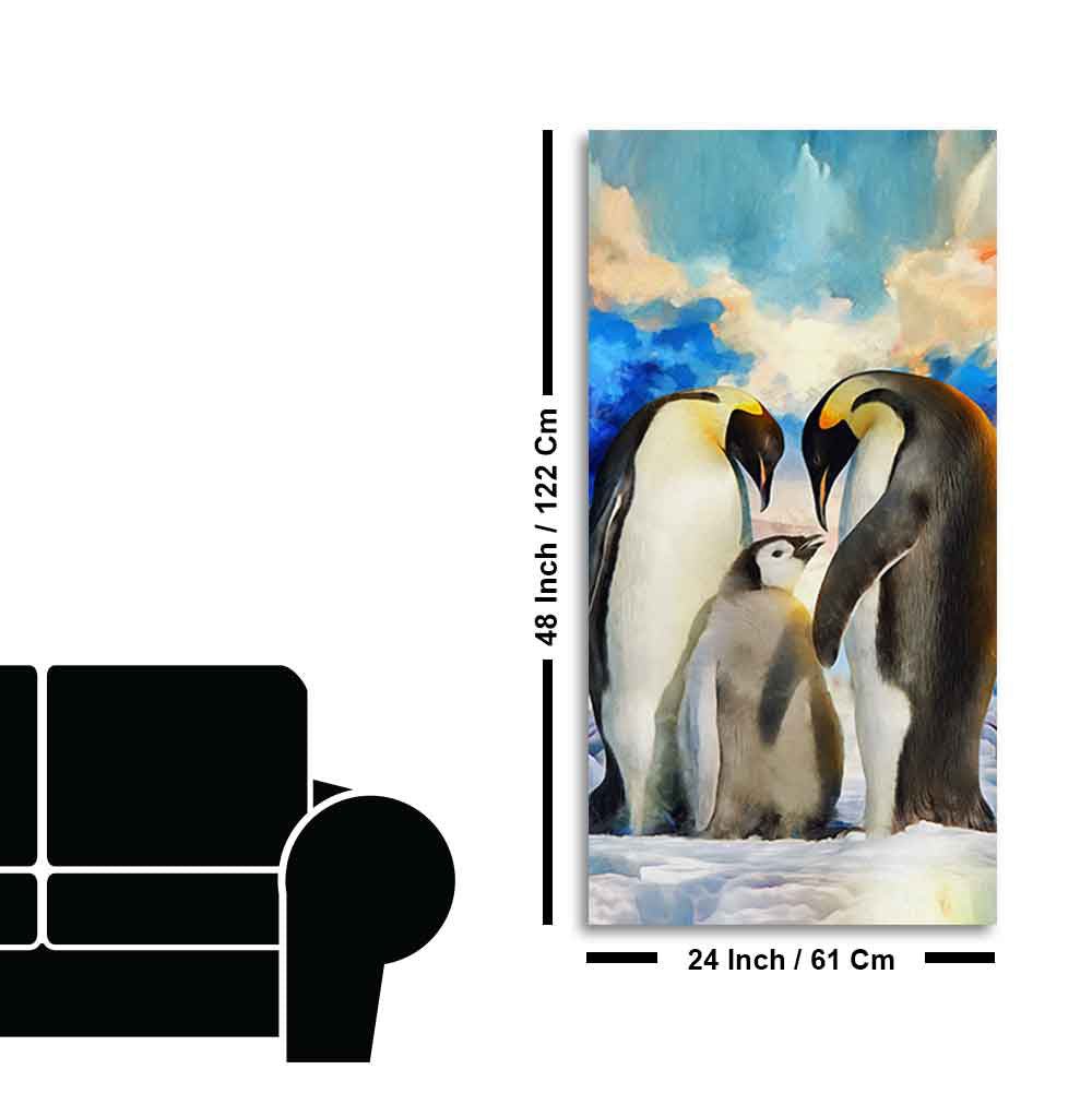 Penguins Family Canvas Wall Painting - Decor Smart