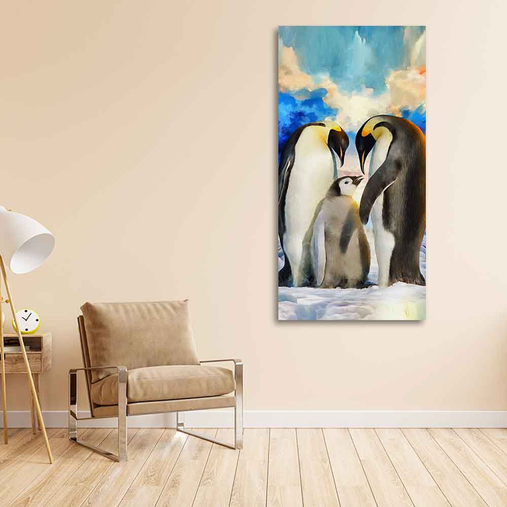 Penguins Family Canvas Wall Painting - Decor Smart