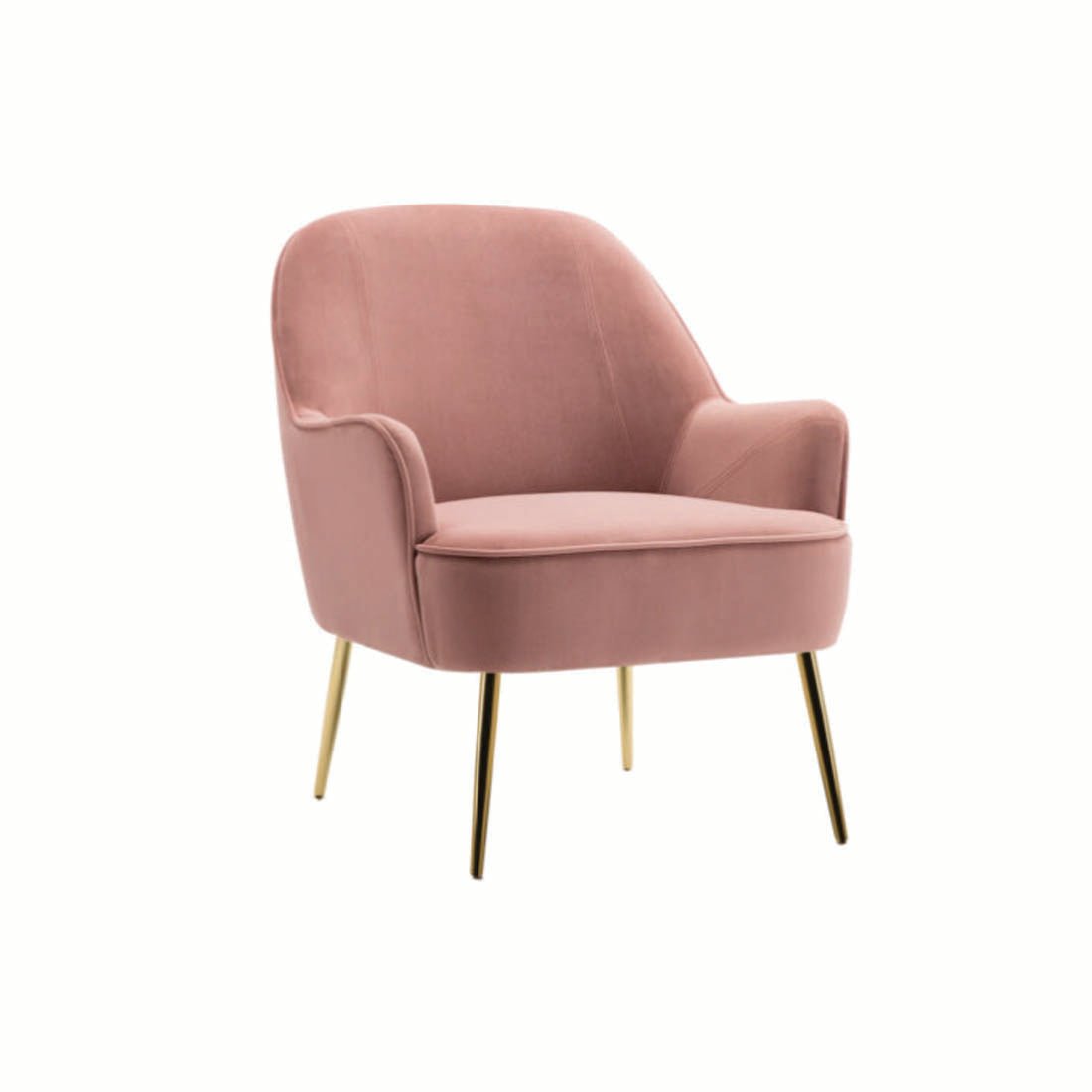 Pink Modern Cushiony Luxury Velvet Sofa Lounge Chair - Decor Smart