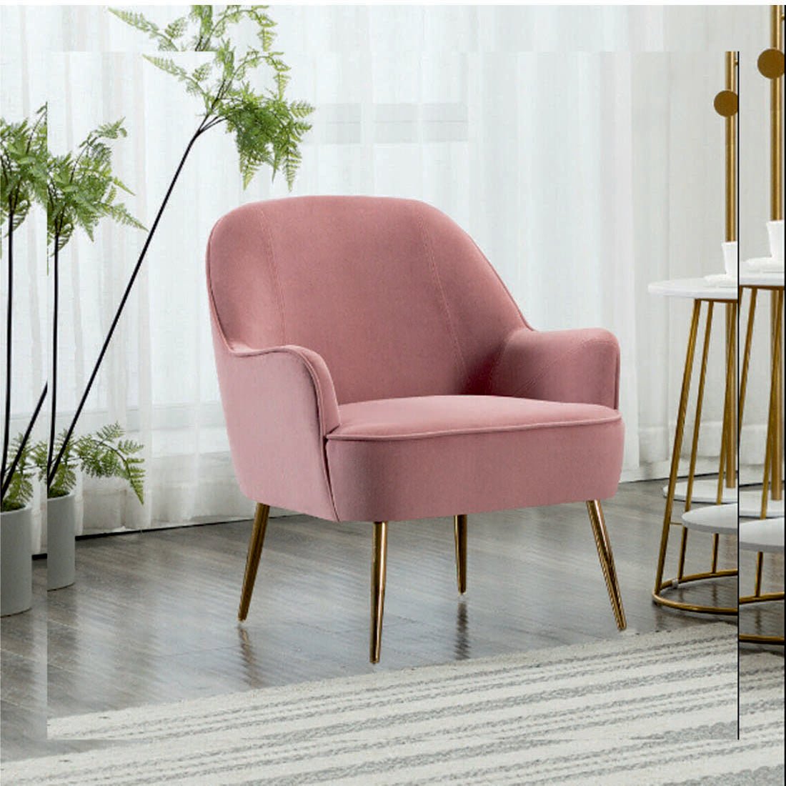 Pink Modern Cushiony Luxury Velvet Sofa Lounge Chair - Decor Smart