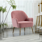 Pink Modern Cushiony Luxury Velvet Sofa Lounge Chair - Decor Smart
