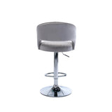 Plush Feel Grey Velvet Adjustable Bar Stool / Long Chair - Decor Smart