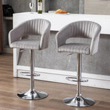 Plush Feel Grey Velvet Adjustable Bar Stool / Long Chair - Decor Smart