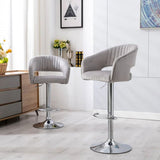 Plush Feel Grey Velvet Adjustable Bar Stool / Long Chair - Decor Smart