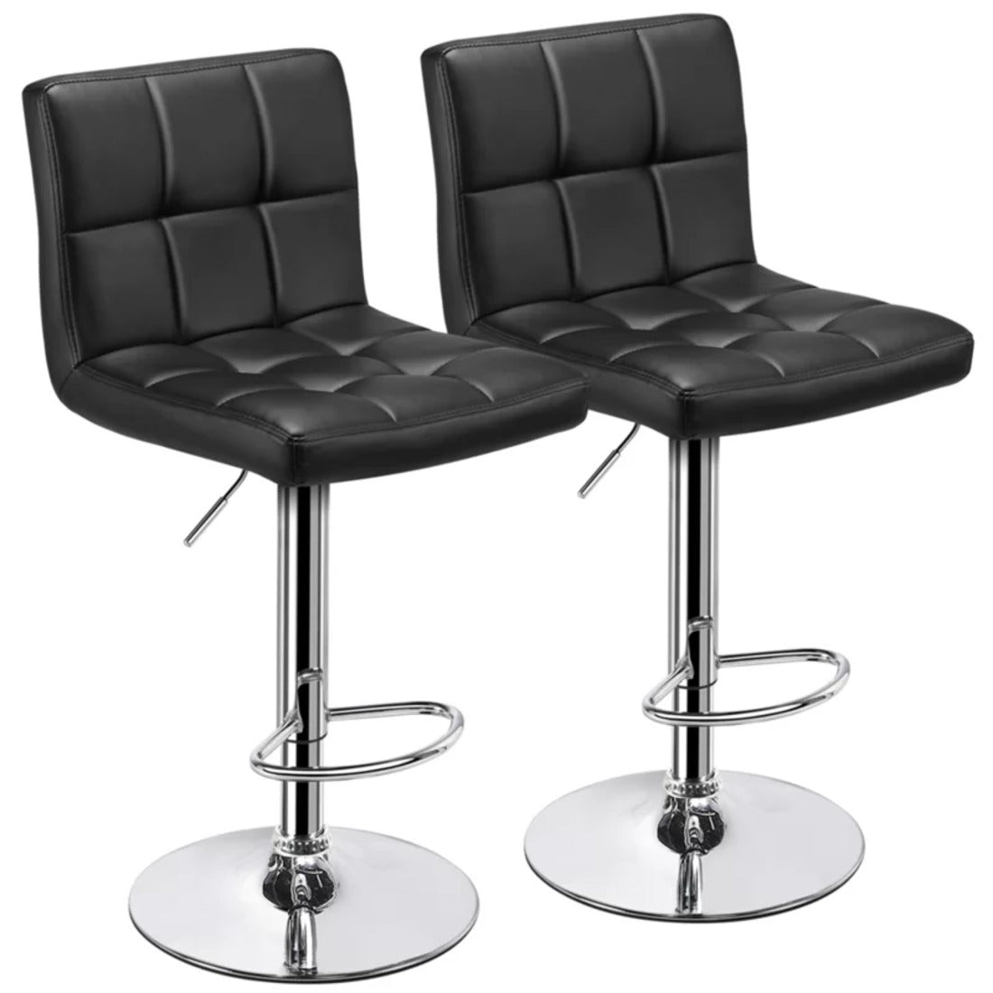 Plush Leatherette Black Bar Stool / Long Chair - Decor Smart