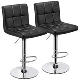 Plush Leatherette Black Bar Stool / Long Chair - Decor Smart