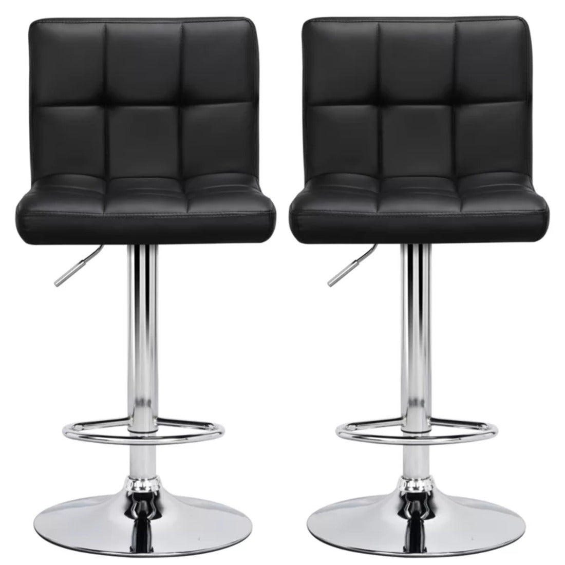 Plush Leatherette Black Bar Stool / Long Chair - Decor Smart