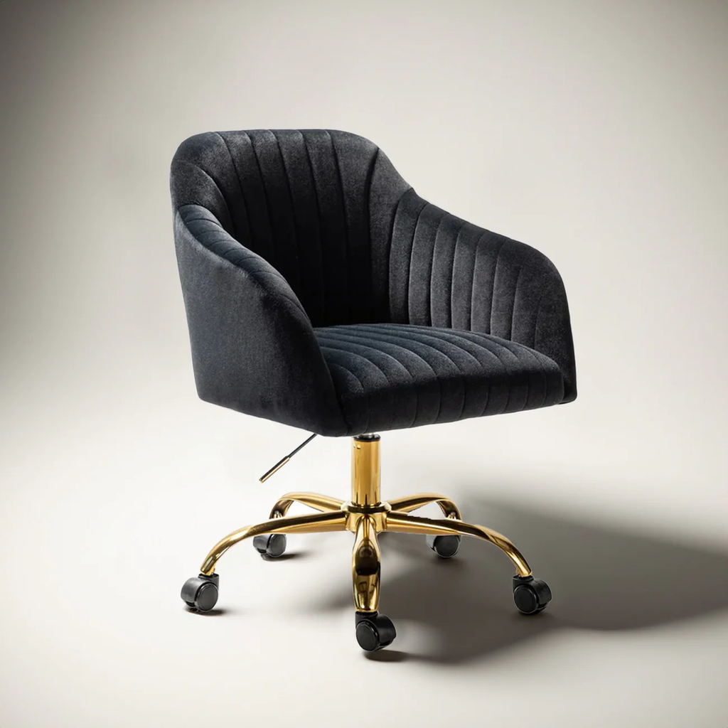 Plush Rolling Accent Chair in Black Sleek Style