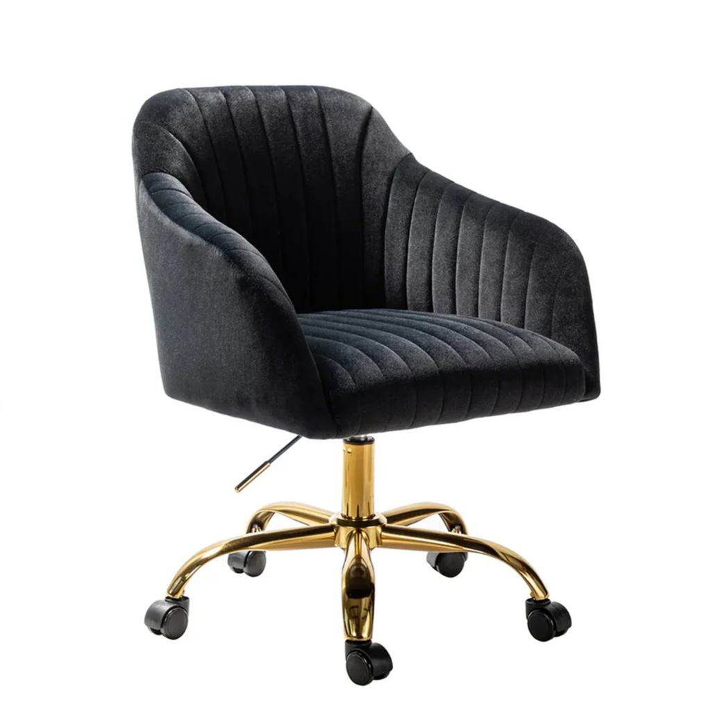 Plush Rolling Accent Chair in Black Sleek Style