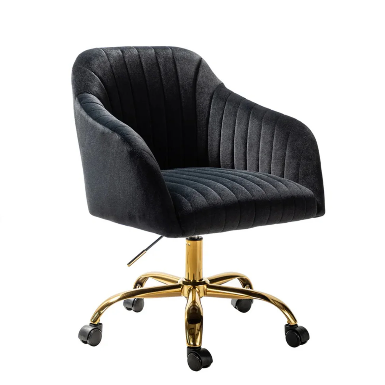 Plush Rolling Accent Chair in Black Sleek Style