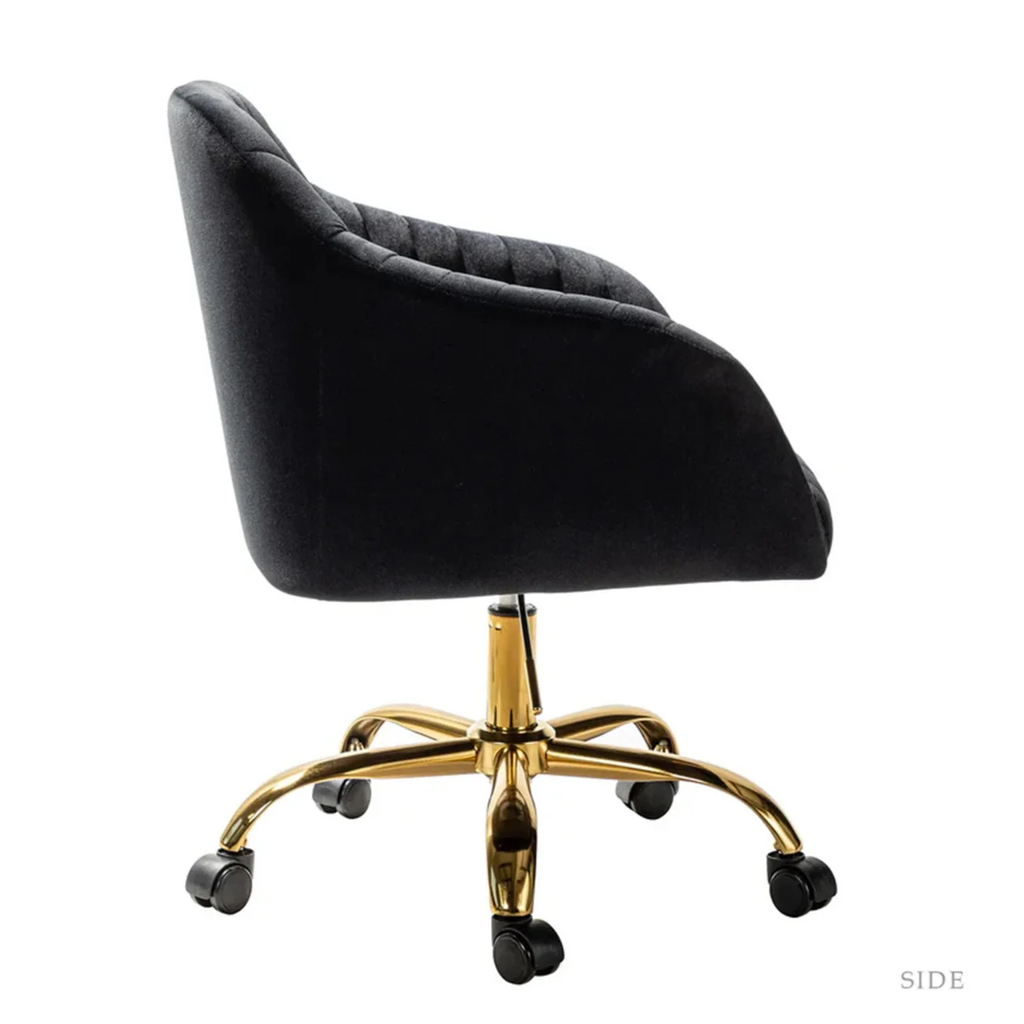 Plush Rolling Accent Chair in Black Sleek Style