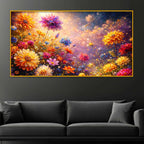 Premium Artistic Colorful Flowers Crystal Glass Wall Painting for Stylish Living Room Décor