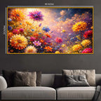 Premium Artistic Colorful Flowers Crystal Glass Wall Painting for Stylish Living Room Décor