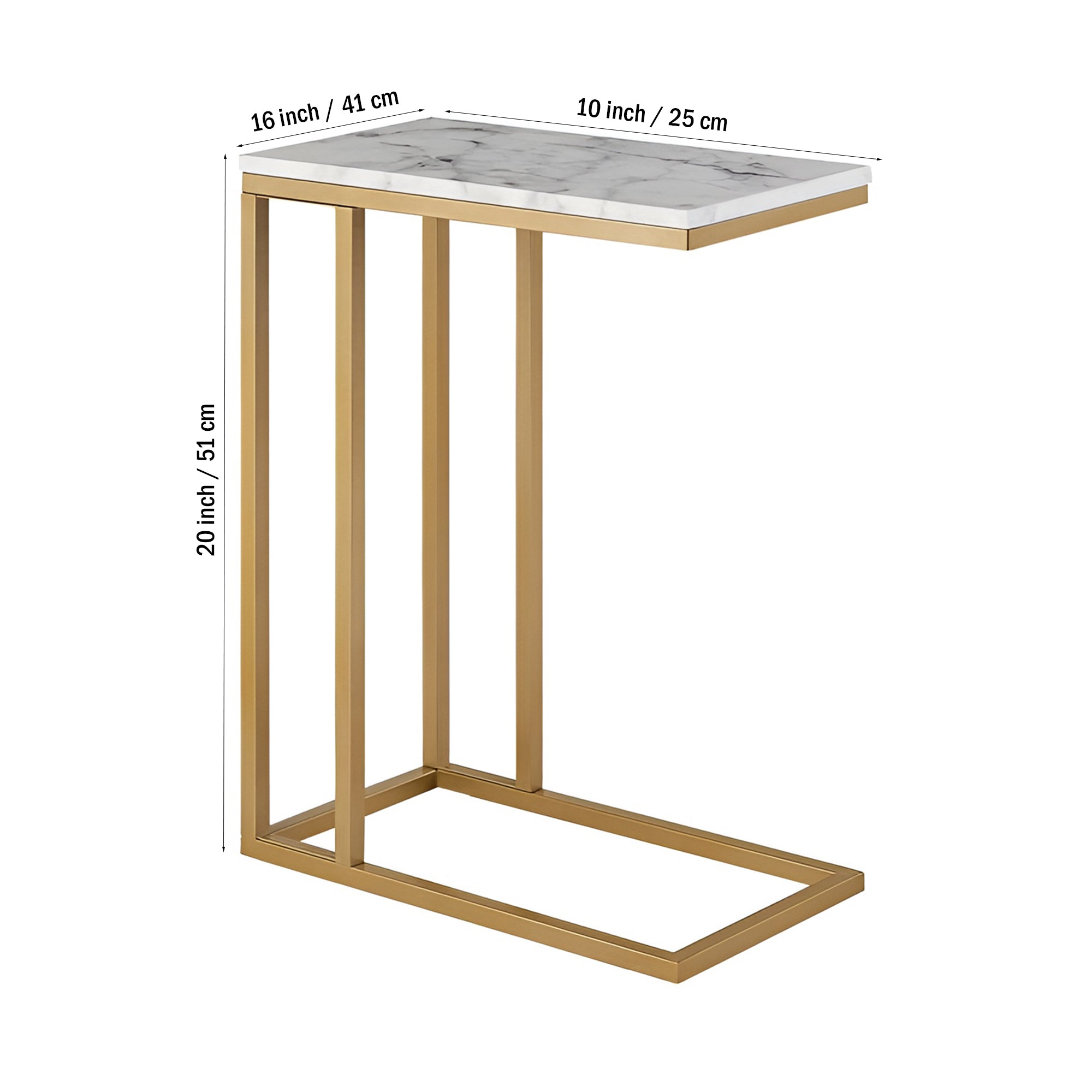 Premium C - Shaped White Marble Designer Side Table - Decor Smart