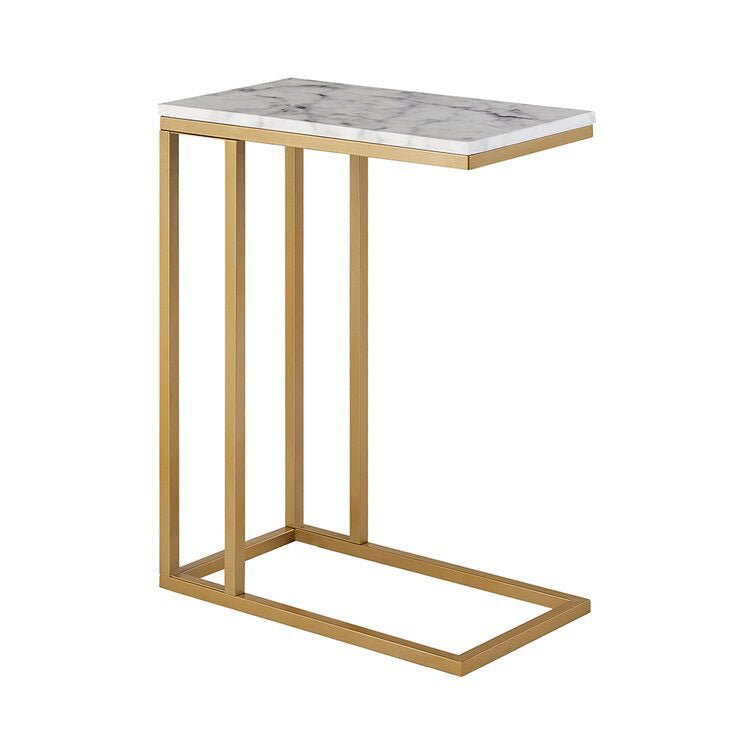 Premium C - Shaped White Marble Designer Side Table - Decor Smart
