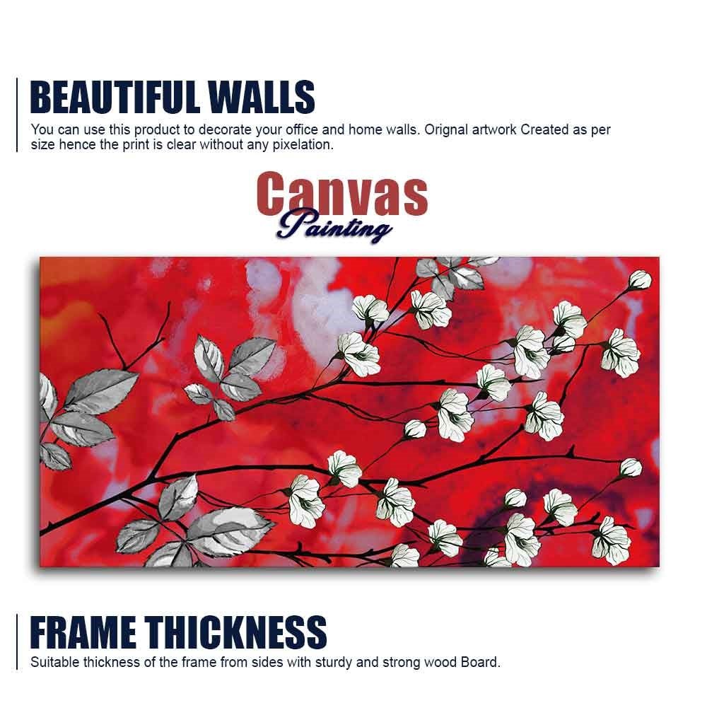 Premium Canvas Abstract Art Painting of White Flowers - Decor Smart