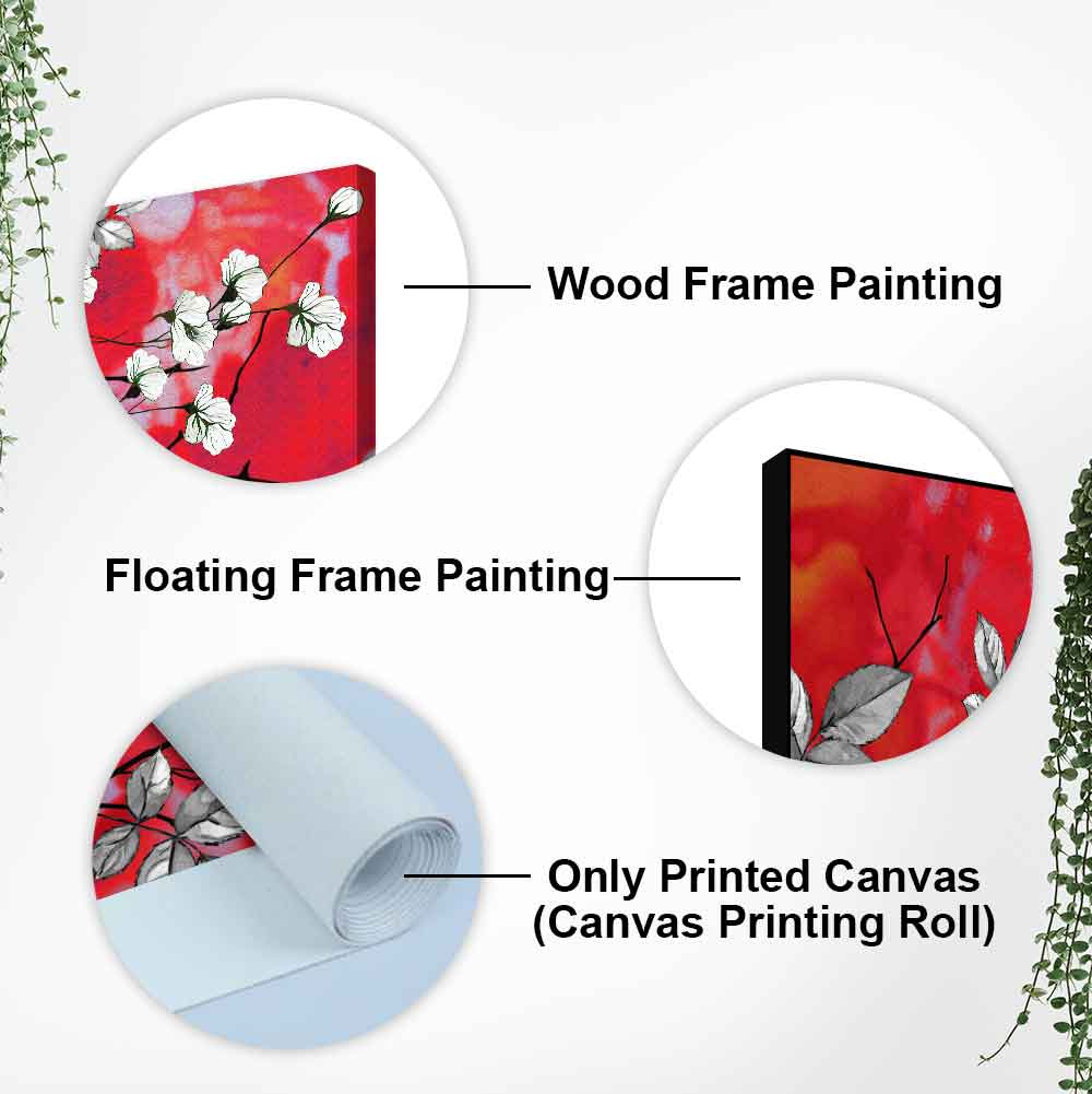 Premium Canvas Abstract Art Painting of White Flowers - Decor Smart